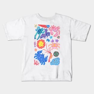 Pastel Corals, Crabs, and Shrimps Kids T-Shirt